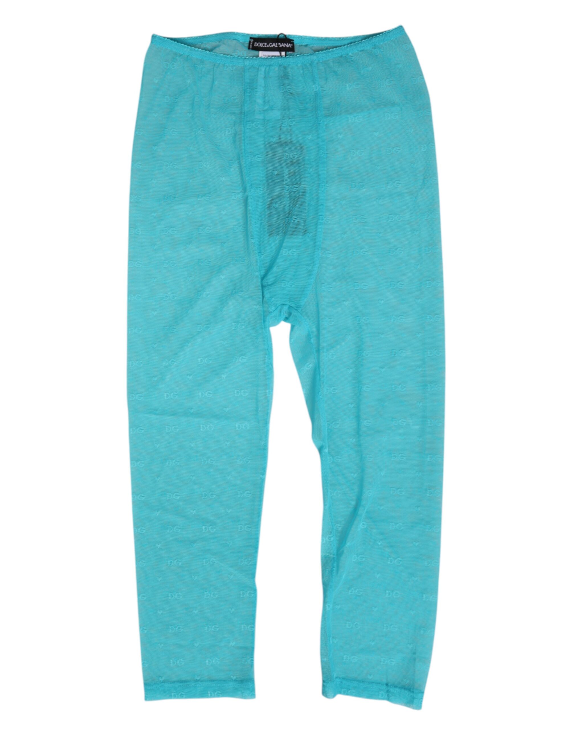Dolce & Gabbana - Light Blue Logo Lace Tight Midi Trouser  Underwear