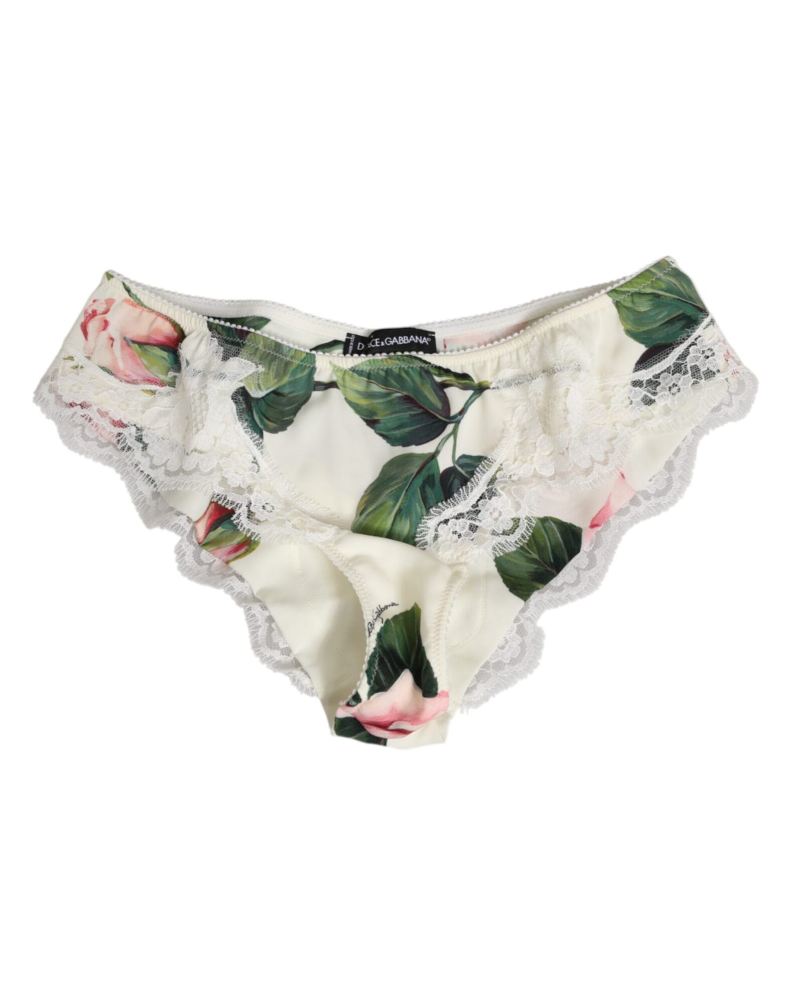 Dolce & Gabbana - White Silk Satin Floral Lace Trim Slip Underwear