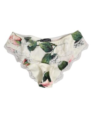White Silk Satin Floral Lace Trim Slip Underwear