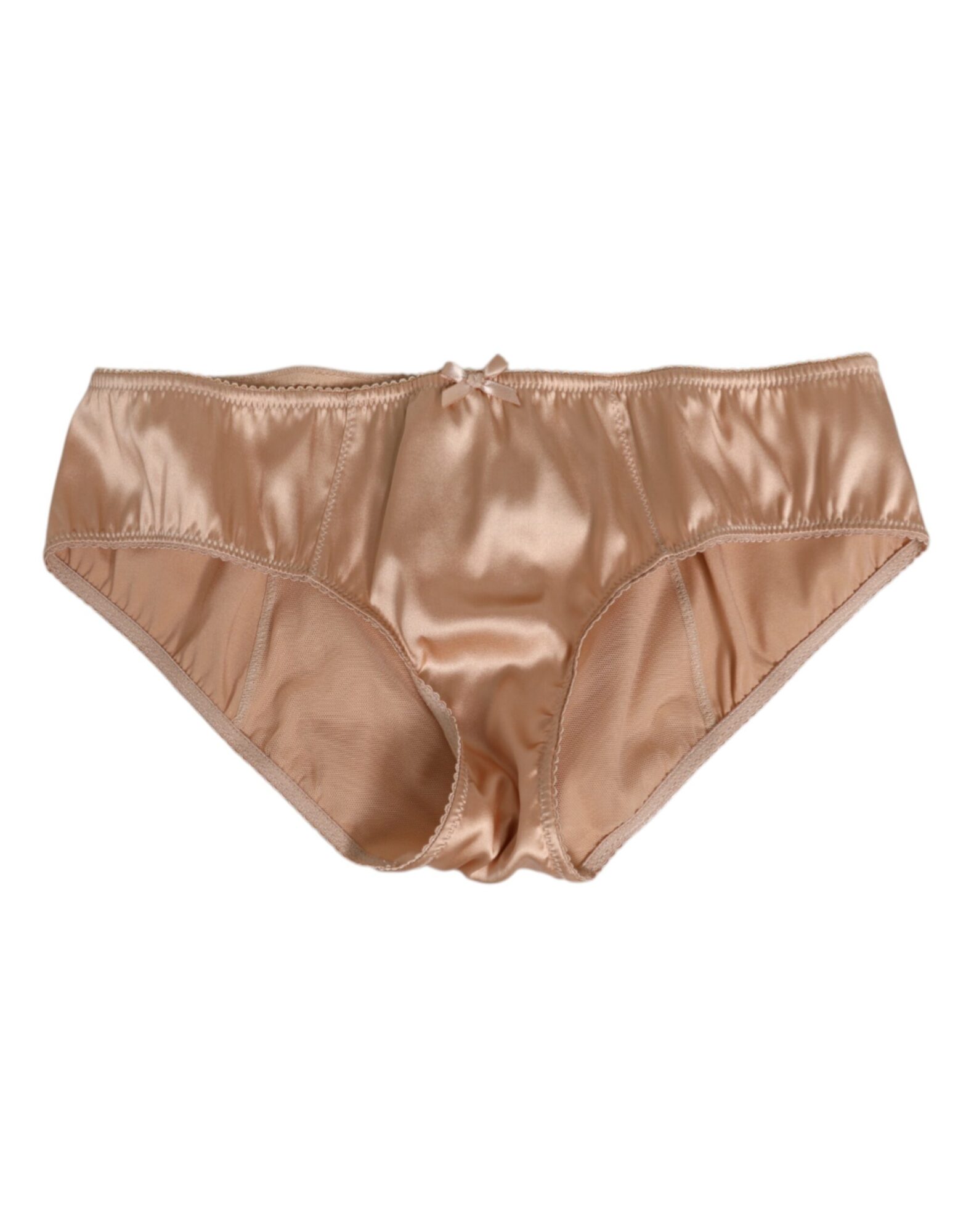 Dolce & Gabbana - Beige Silk Satin Floral Lace Panty Brief Underwear