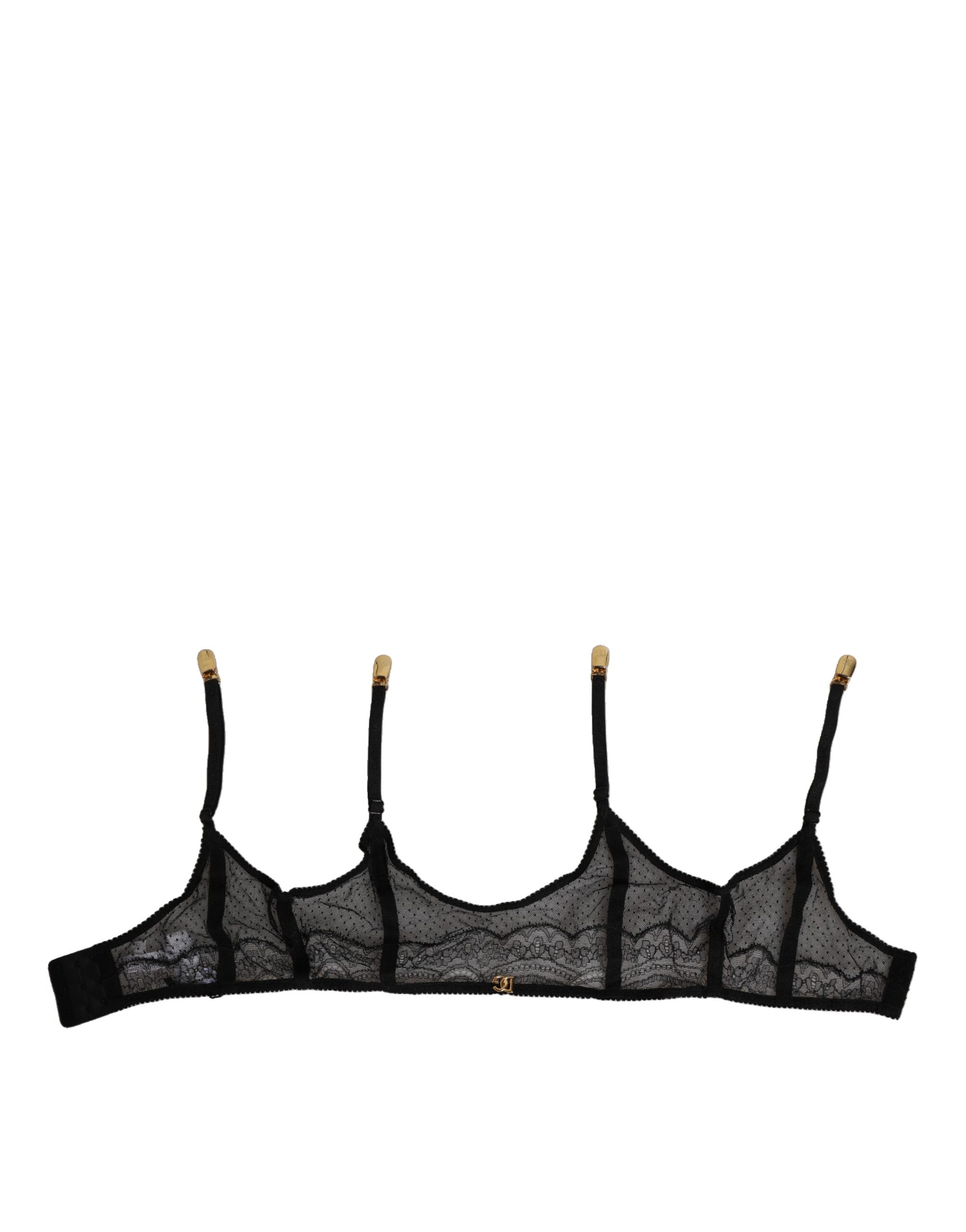 Dolce & Gabbana - Black Floral Lace Nylon Strap Garter Underwear