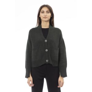 Gray Merino Wool Women Cardigan