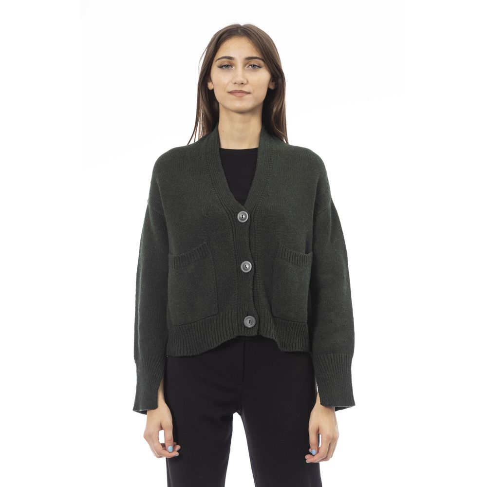 Alpha Studio - Gray Merino Wool Women Cardigan