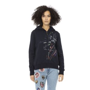 Blue Cotton Women Sweatshirt Top