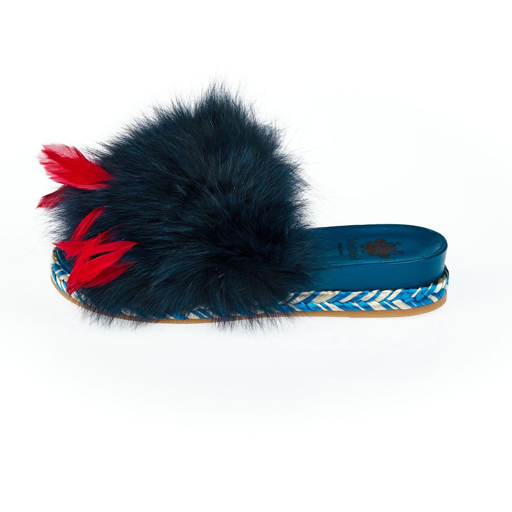 Mr&Mrs Italy - Blue Lamb Leather Women Sandal