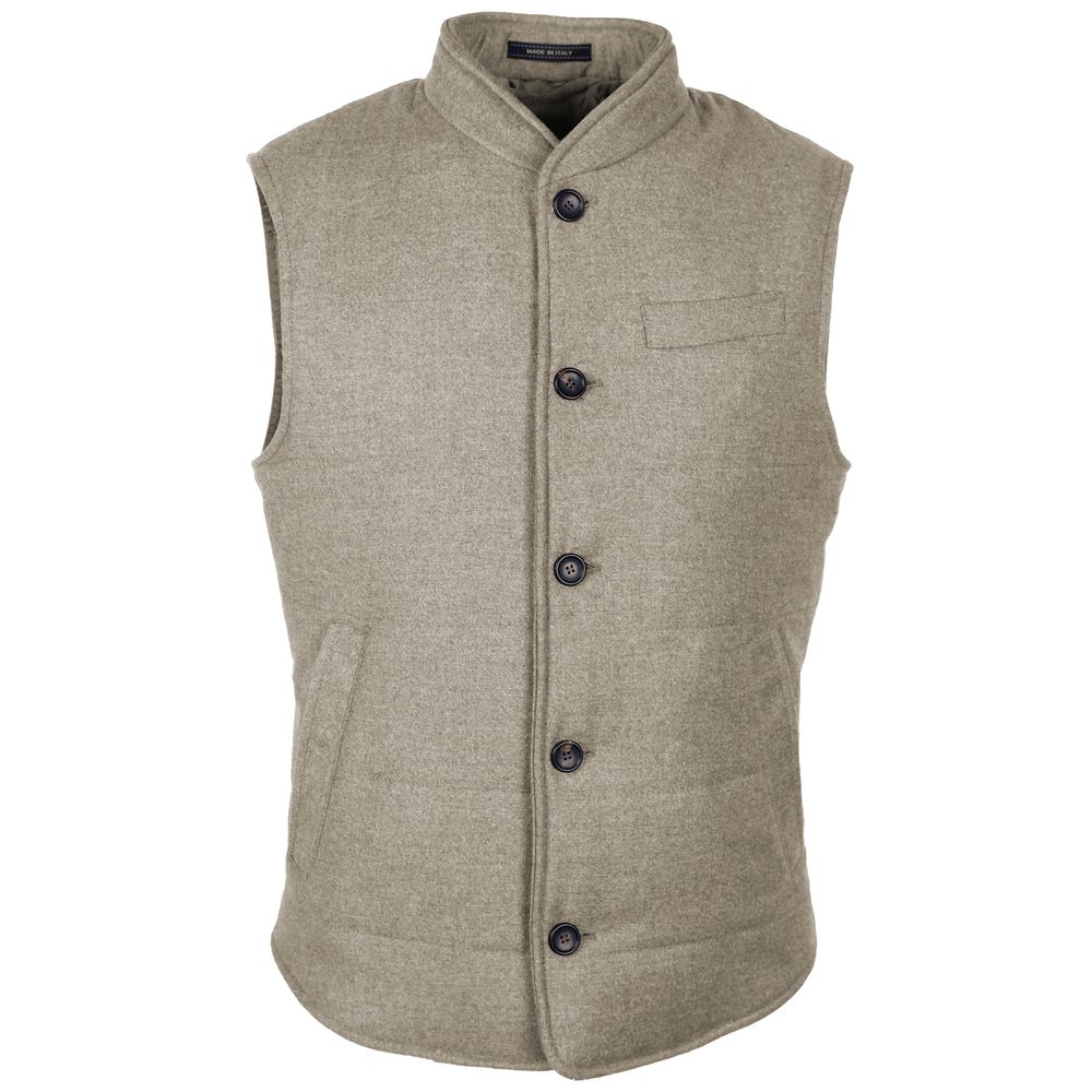 Made in Italy - Beige Wool Sleveless Jacket