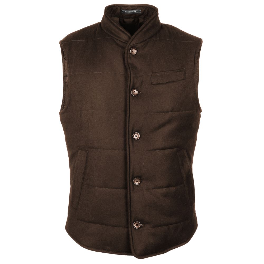 Made in Italy - Brown Wool Sleveless Jacket