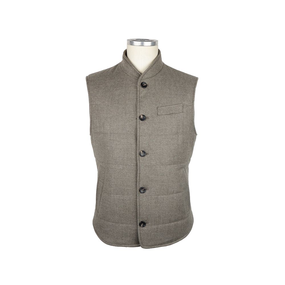 Made in Italy - Brown Wool Sleveless Jacket
