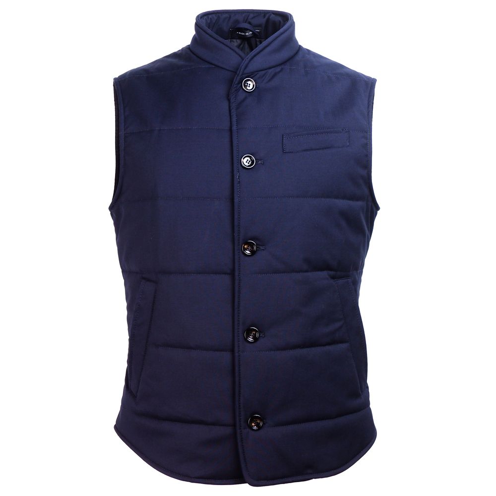 Made in Italy - Blue Wool Men Vest