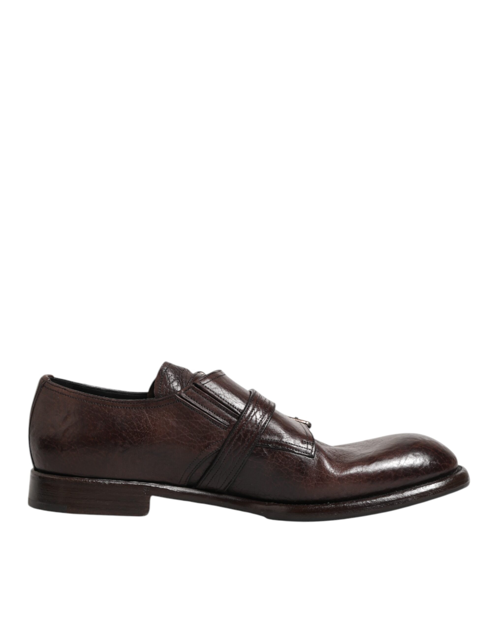 Dolce & Gabbana - Brown Leather Monk Strap Formal Derby Shoes