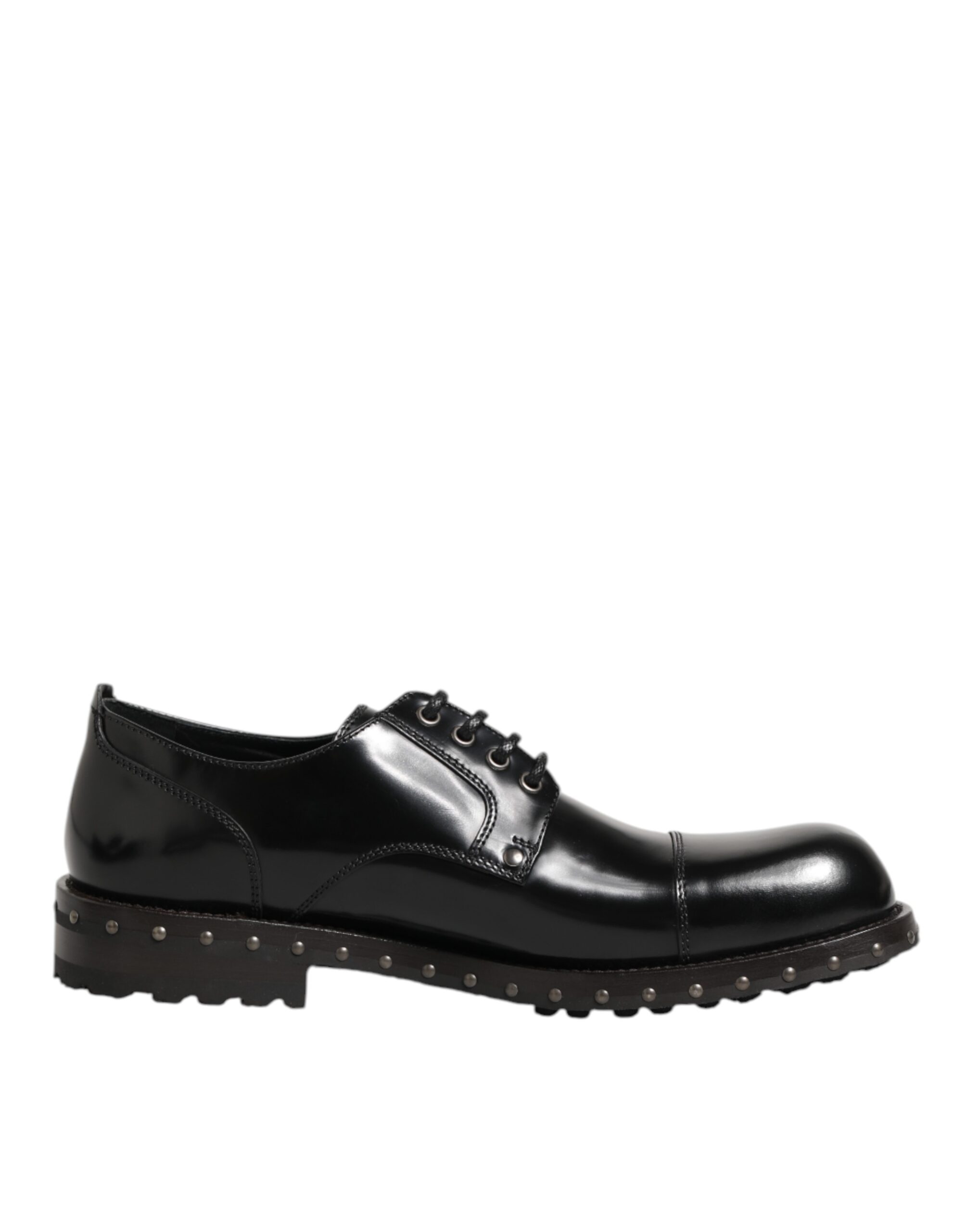 Dolce & Gabbana - Black Leather Studded Men Formal Derby Shoes