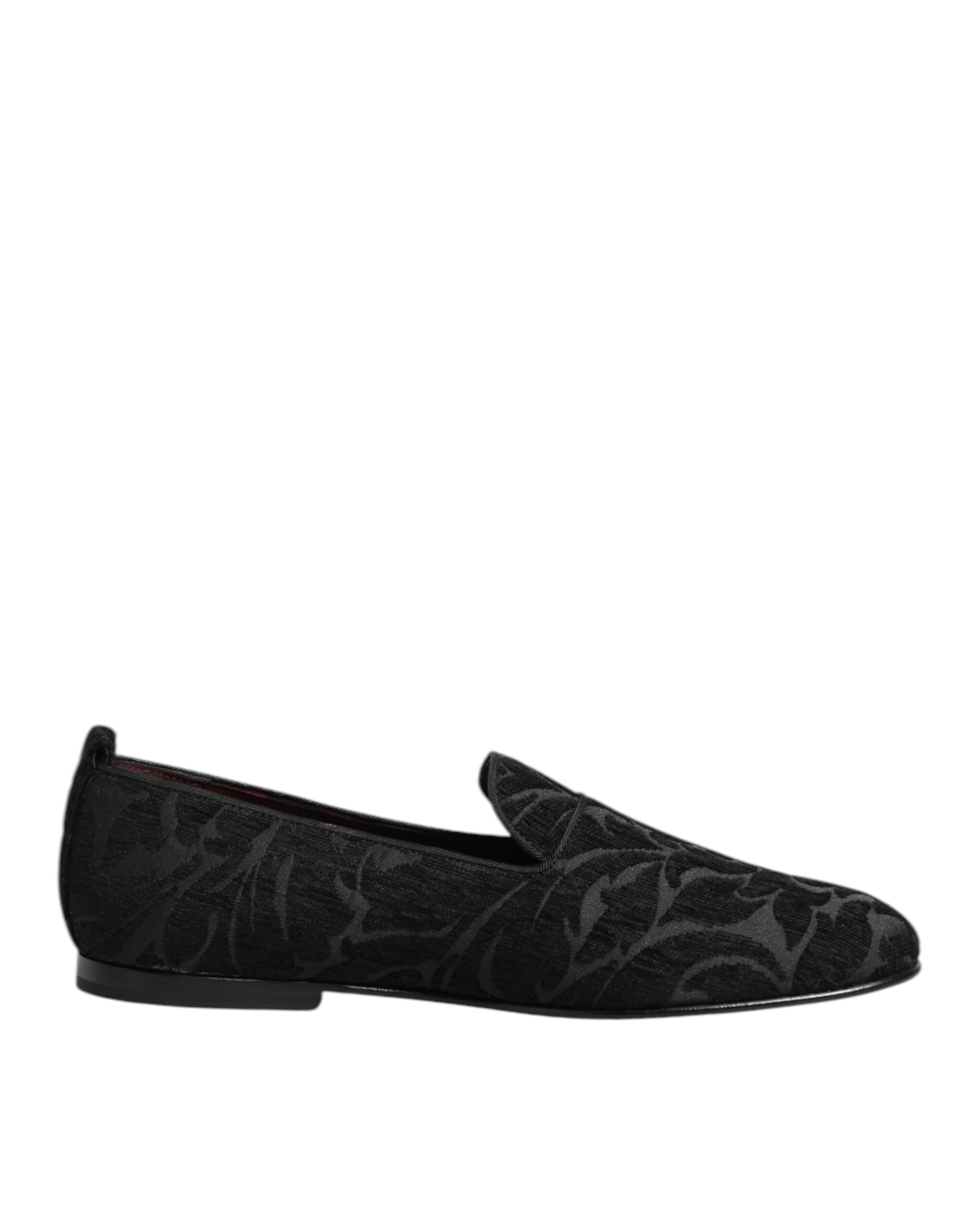 Dolce & Gabbana - Black Brocade Loafers Slip On Men Dress Shoes