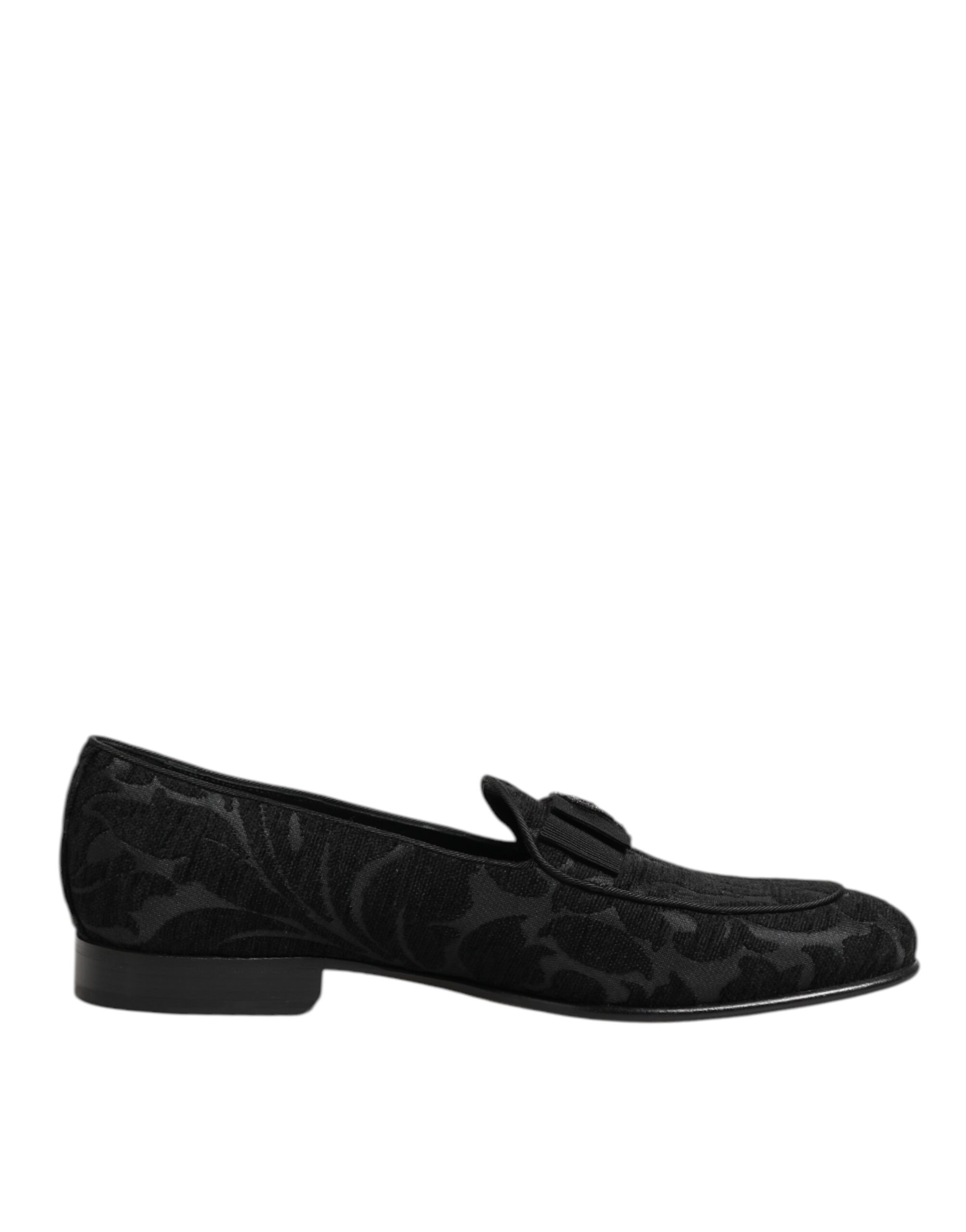Dolce & Gabbana - Black Brocade Crown Loafers Dress Shoes