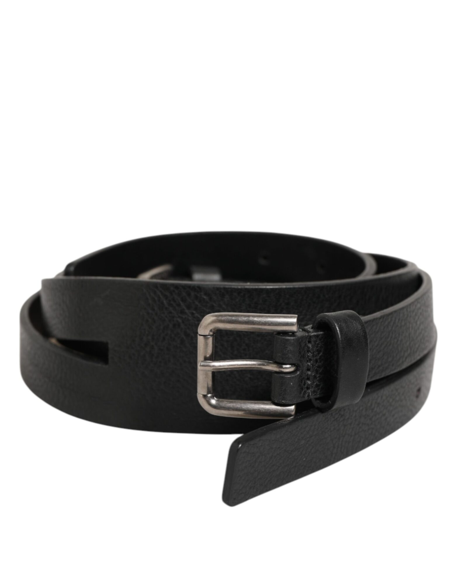 Dolce & Gabbana - Black Double Strap Leather Gold Buckle Belt