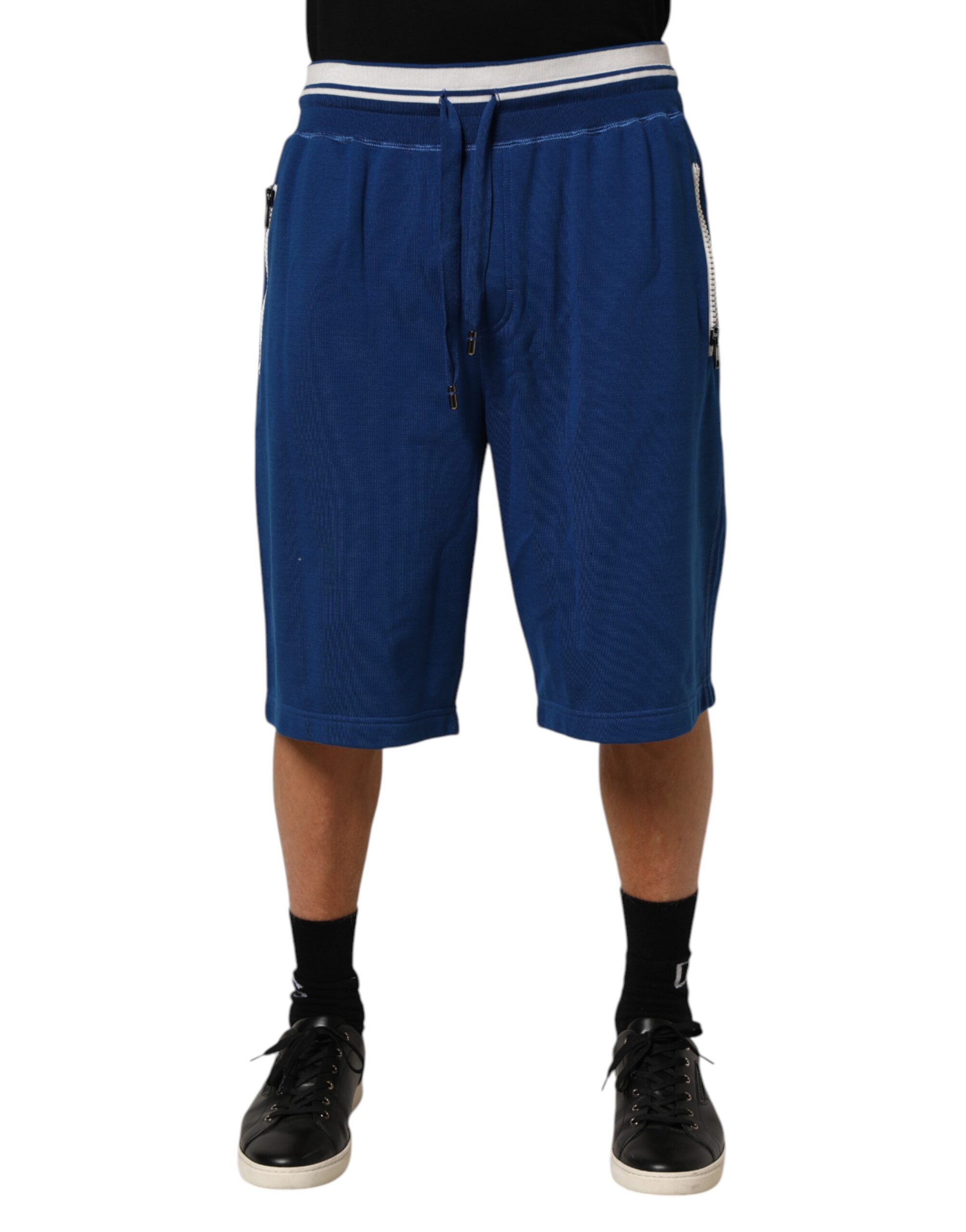 Dolce & Gabbana - Blue Cotton Blend Bermuda Sweatpants Shorts