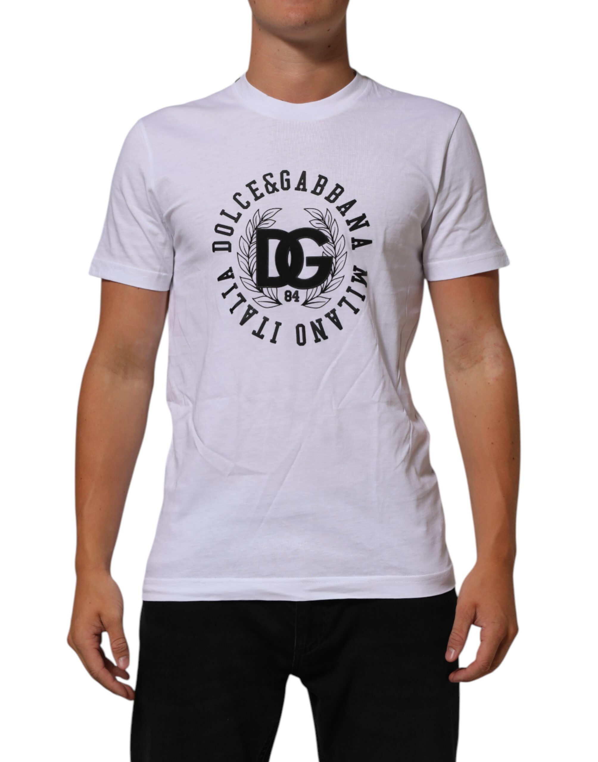 Dolce & Gabbana - White Cotton Logo Print Crew Neck T-shirt