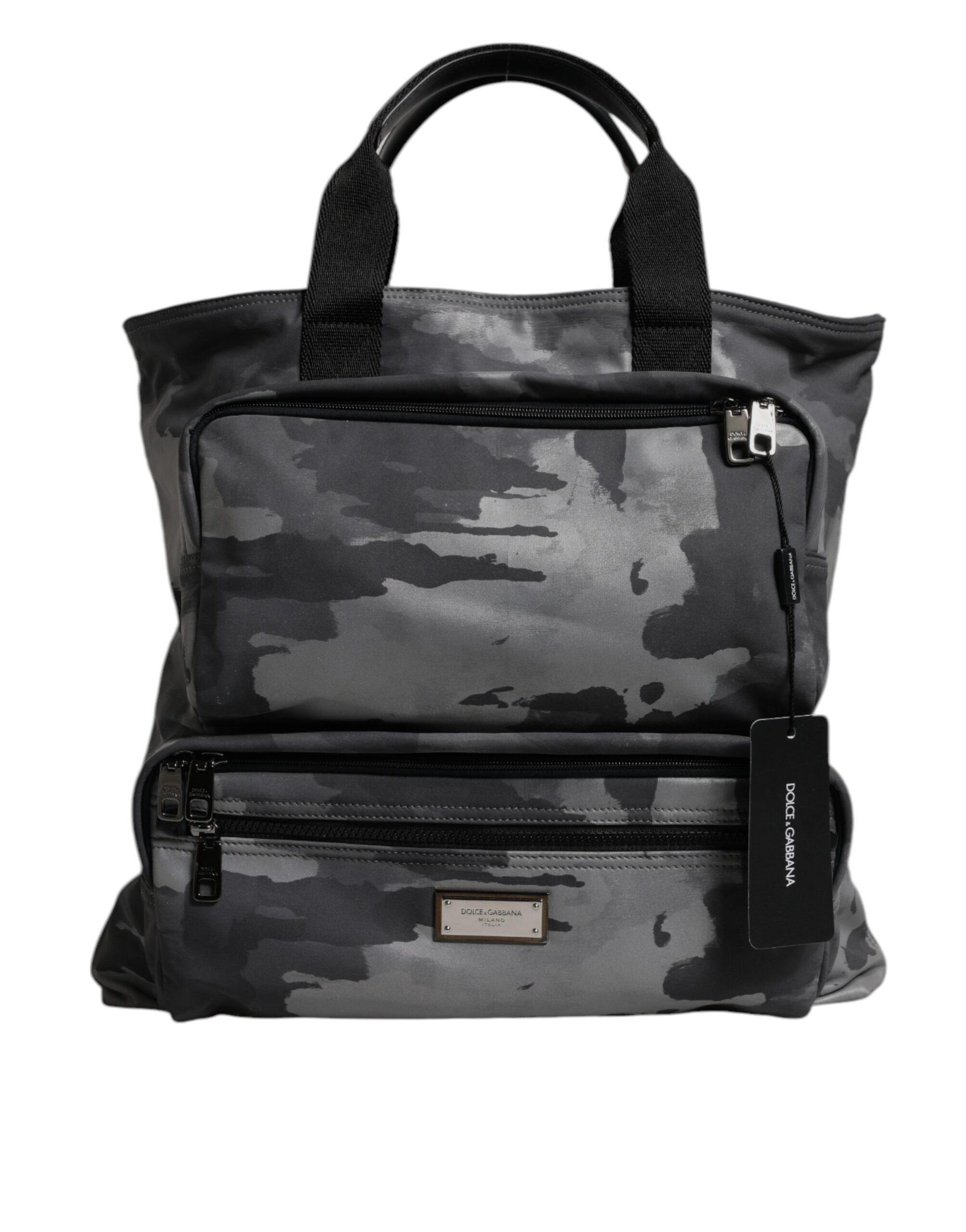 Dolce & Gabbana - Black Camouflage Shoulder Strap Logo Plaque Bag