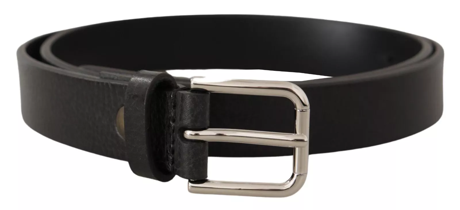 Dolce & Gabbana - Calf Leather Silver Tone Black Metal Buckle Belt