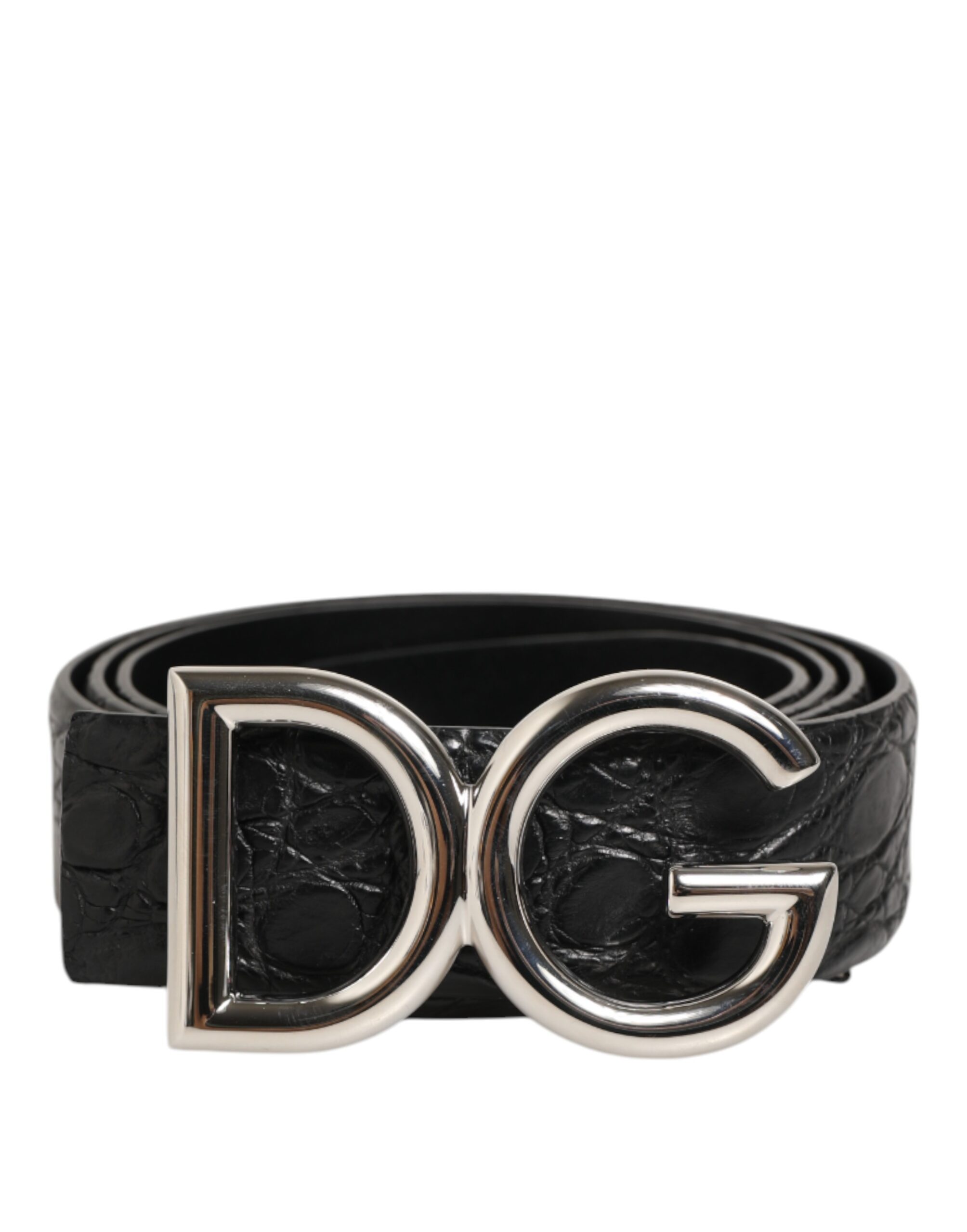 Dolce & Gabbana - Black Exotic Leather DG Logo Buckle Belt