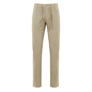 Beige Cotton Casual Pants