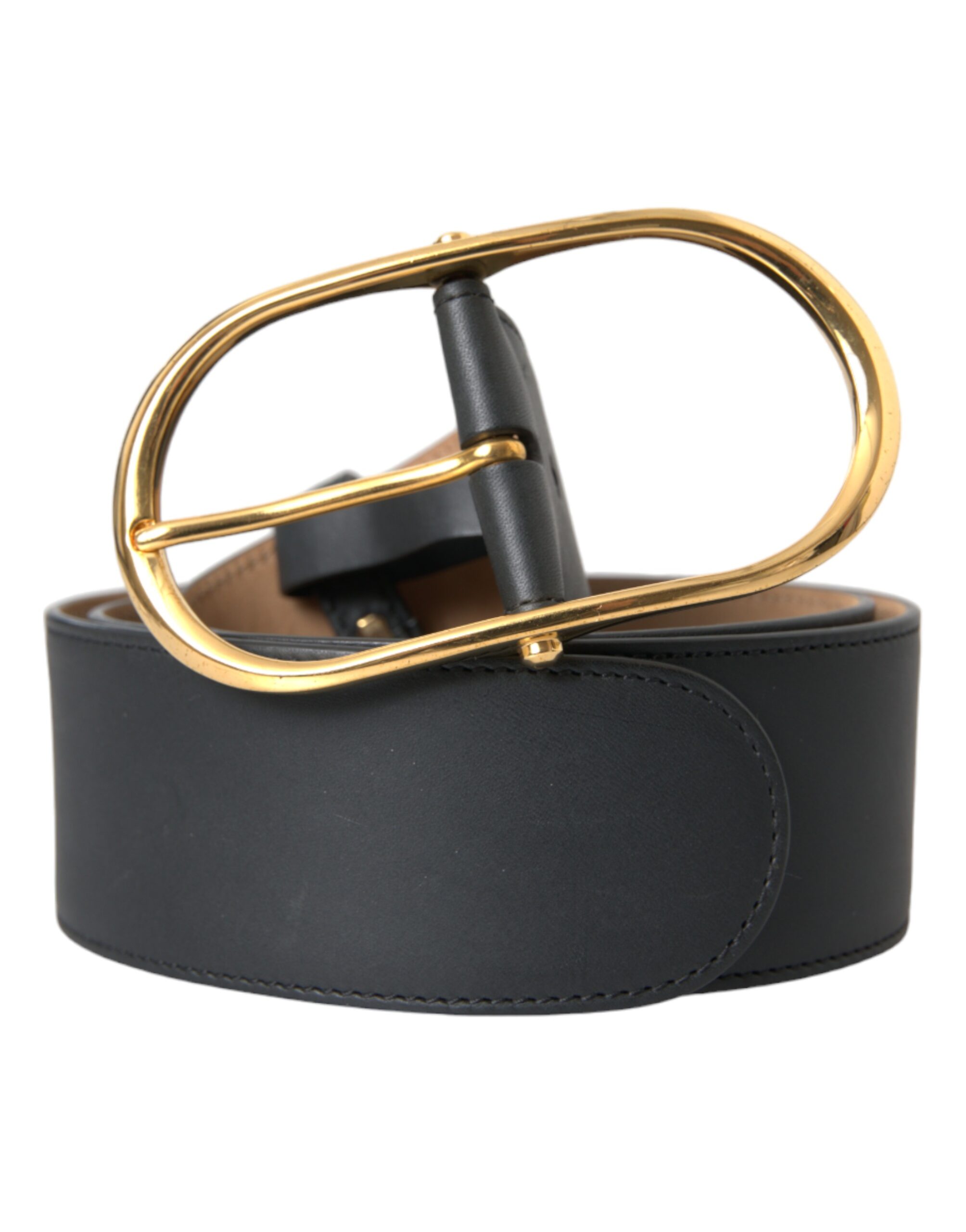 Dolce & Gabbana - Black Leather Classic Metal Oval Buckle Belt