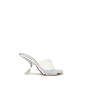 Silver Calf Leather Bos Taurus Stiletto Heel Sandals