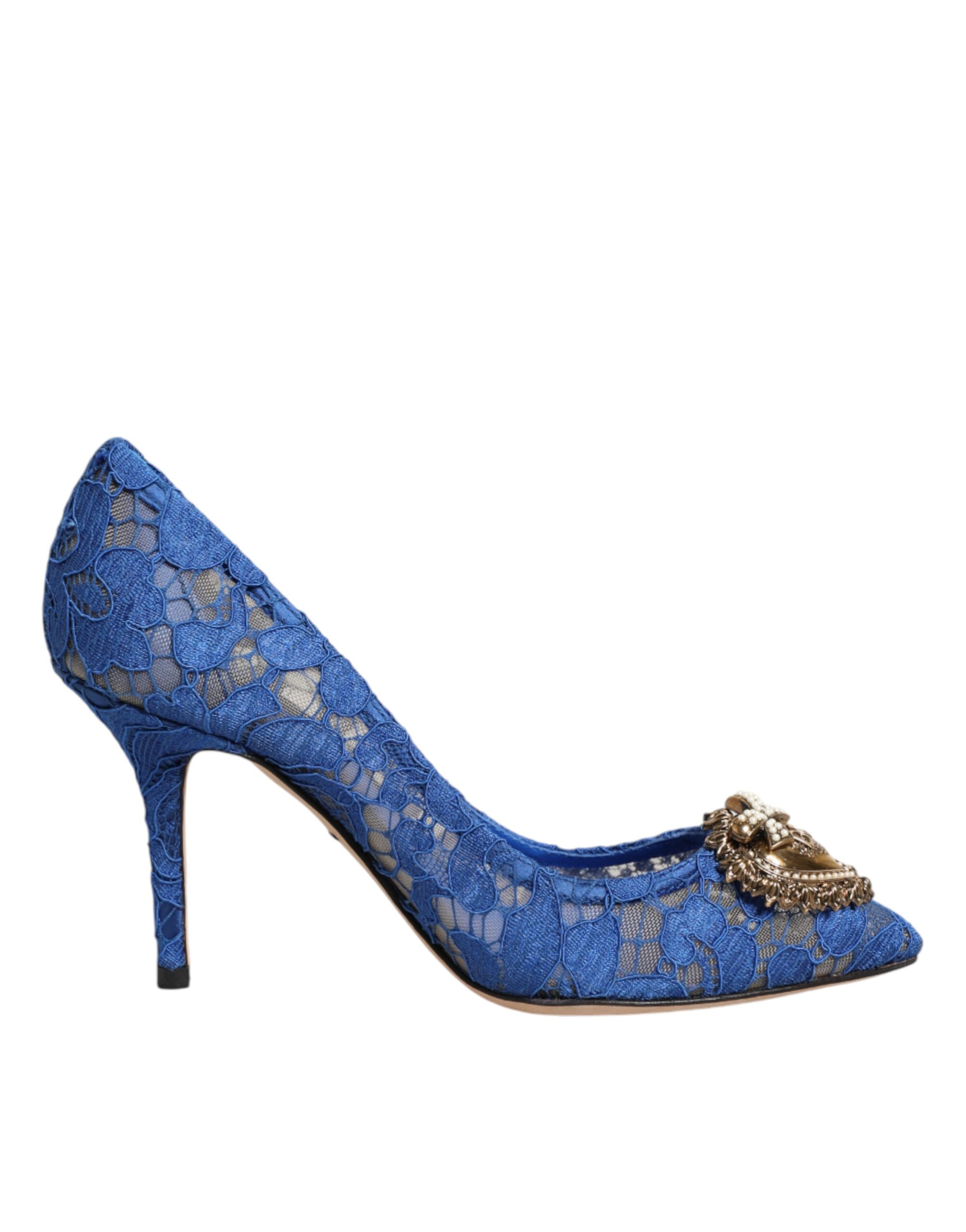 Dolce & Gabbana - Blue Taormina Lace DEVOTION Pumps Shoes