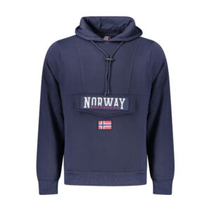 Blue Cotton Mens Hooded Sweatshirt