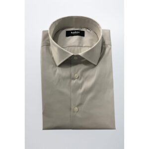 Beige Cotton Men Shirt
