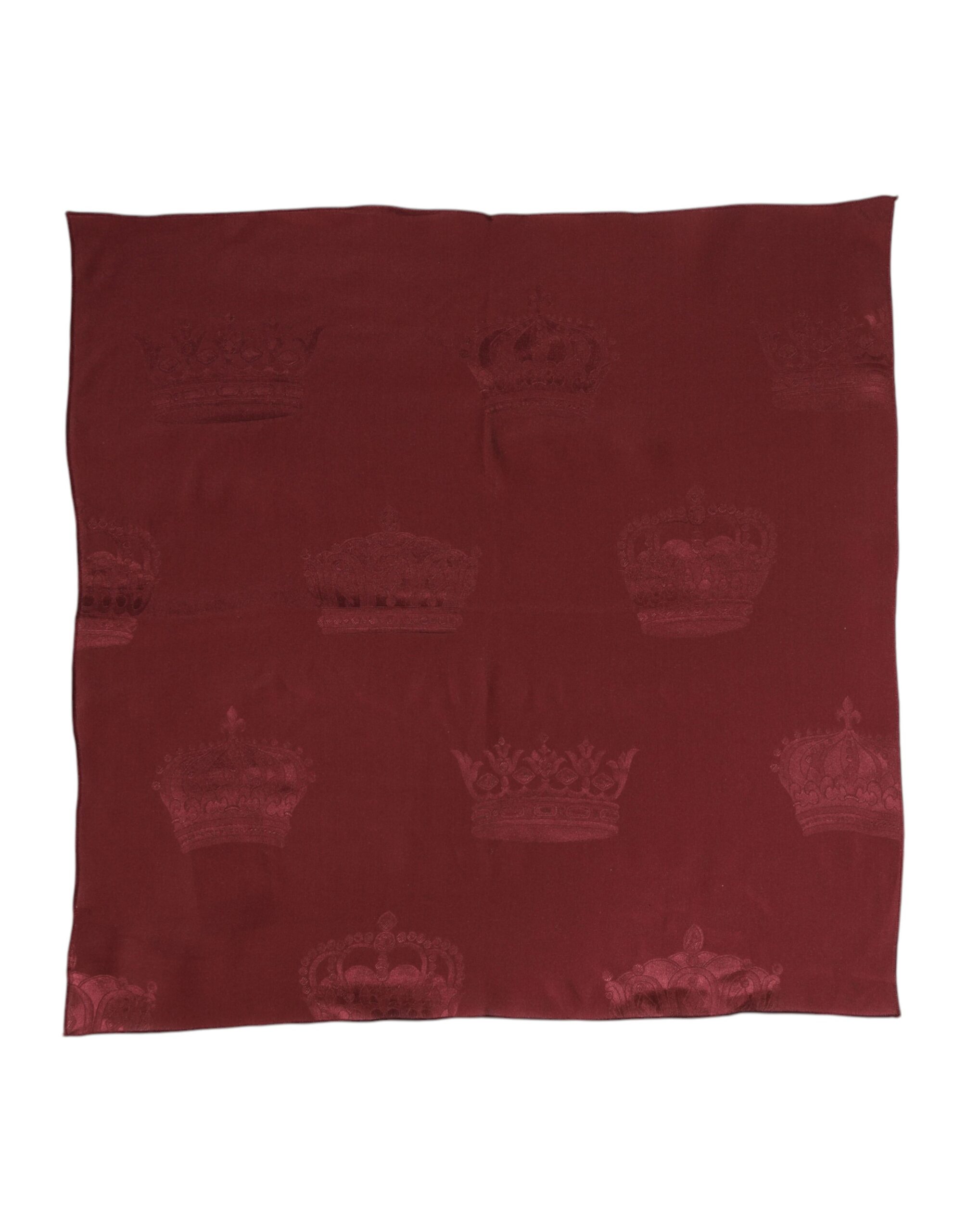 Dolce & Gabbana - Maroon Silk Crown Square Men Foulard Scarf