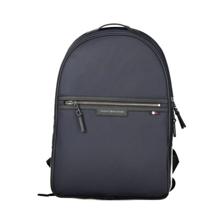 Blue Recycled Polyester Men Backpack