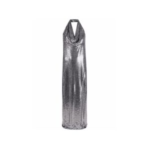Silver Elastane Cocktail Dress