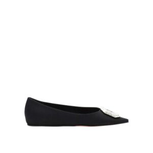 Black Silk Ballet Flats
