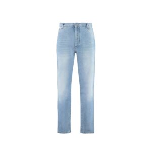 Blue Cotton Straight-Leg Jeans
