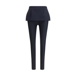 Black Polyester Casual Pants