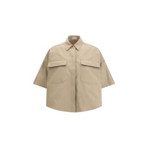 Beige Cotton Shortsleeve Shirt