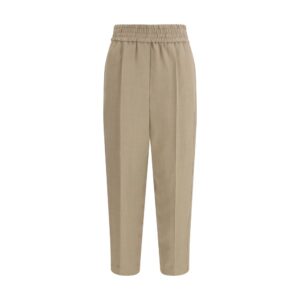 Beige Viscose Casual Pants