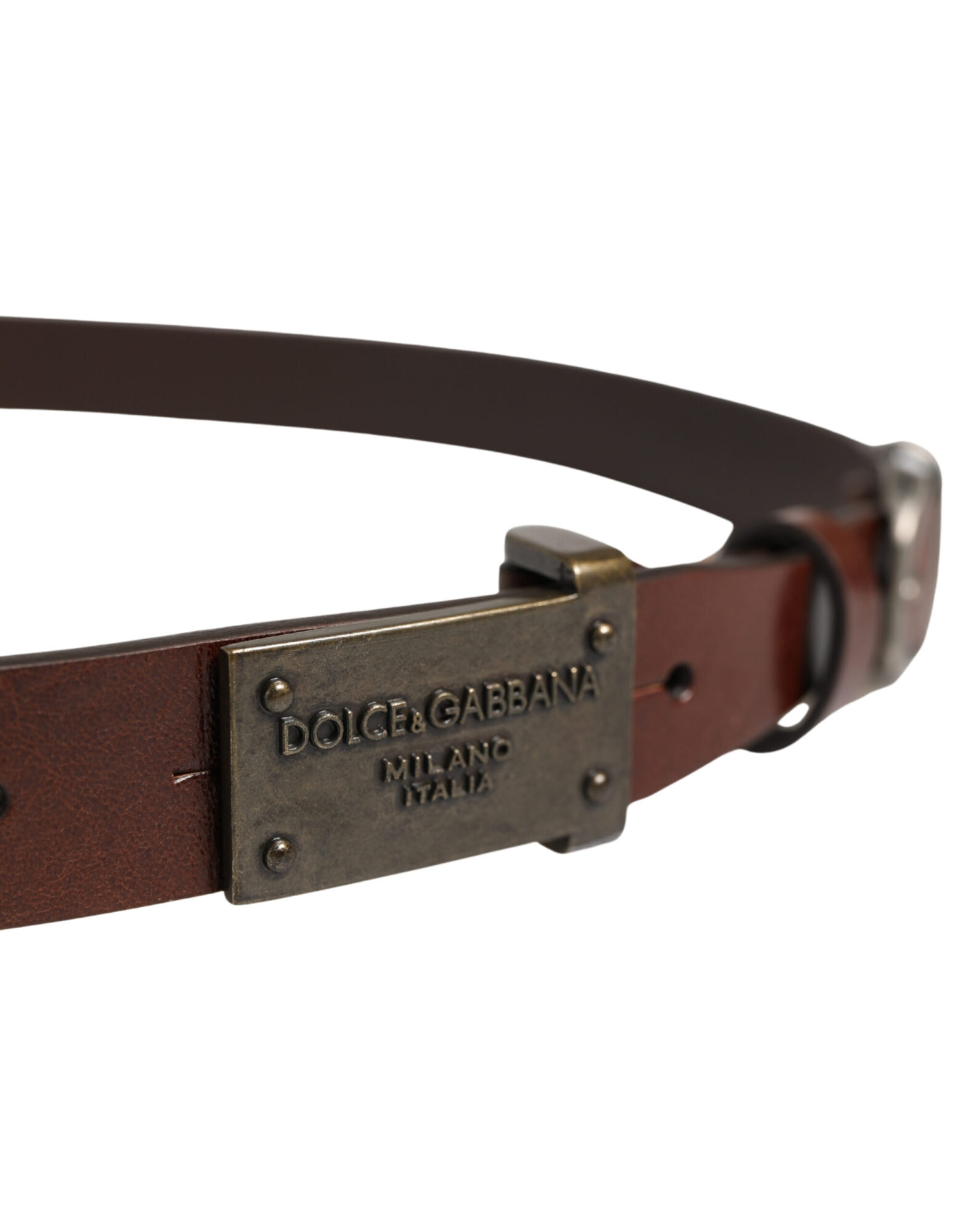 Dolce & Gabbana - Brown Leather Logo Metal Buckle Men Belt