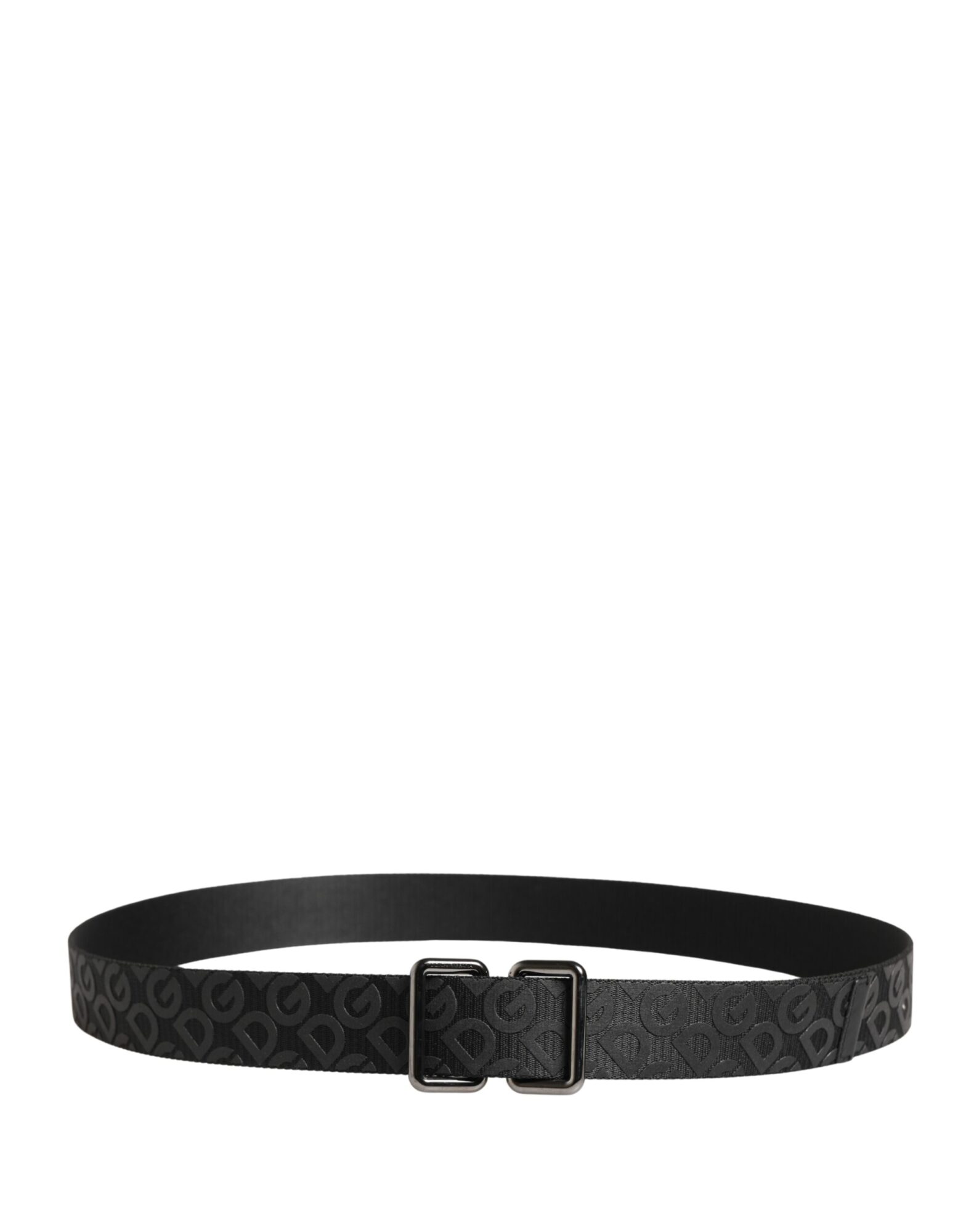 Dolce & Gabbana - Black Logo Monogram Silver Metal Buckle Belt
