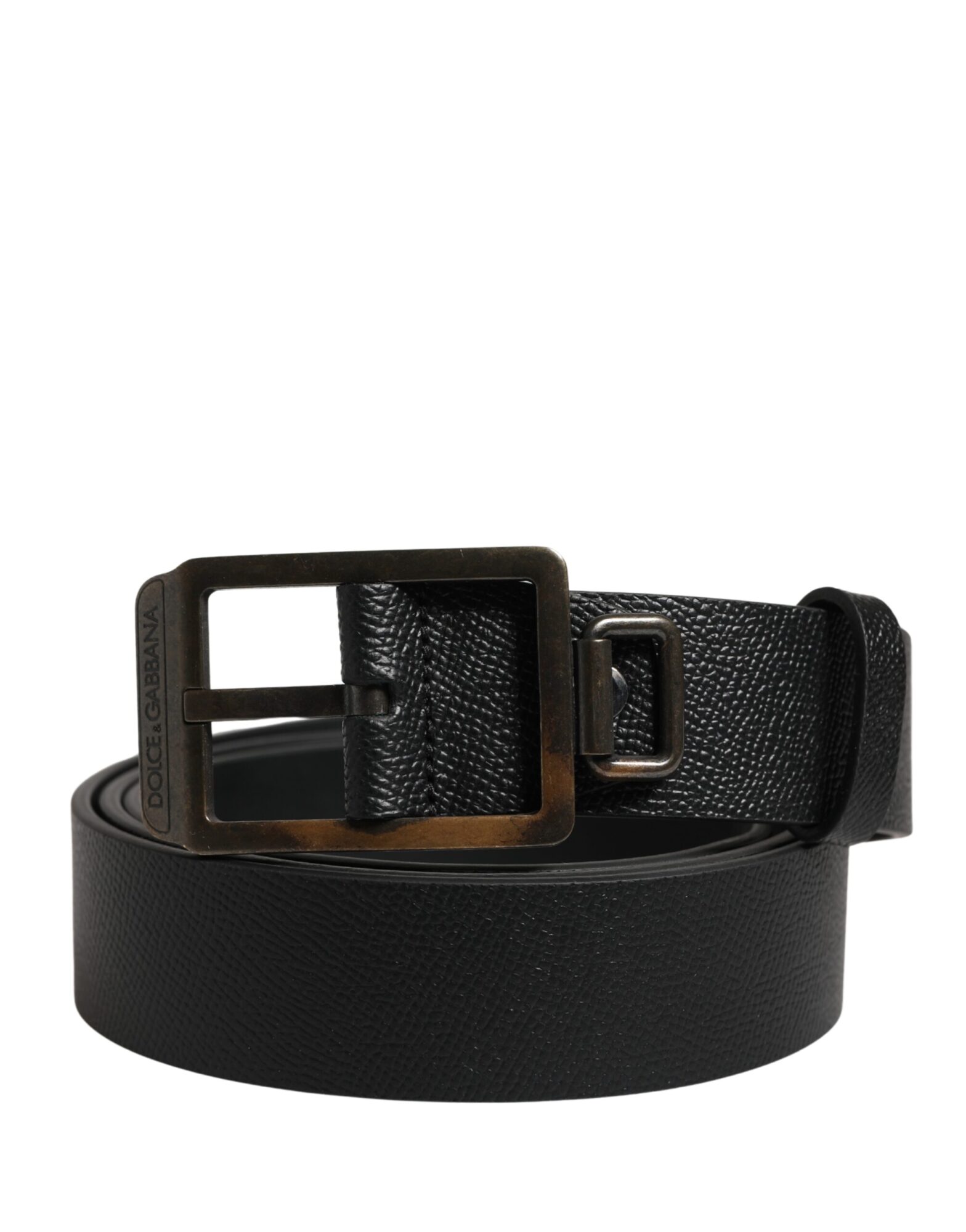 Dolce & Gabbana - Black Calf Leather Gold Metal Buckle  Belt