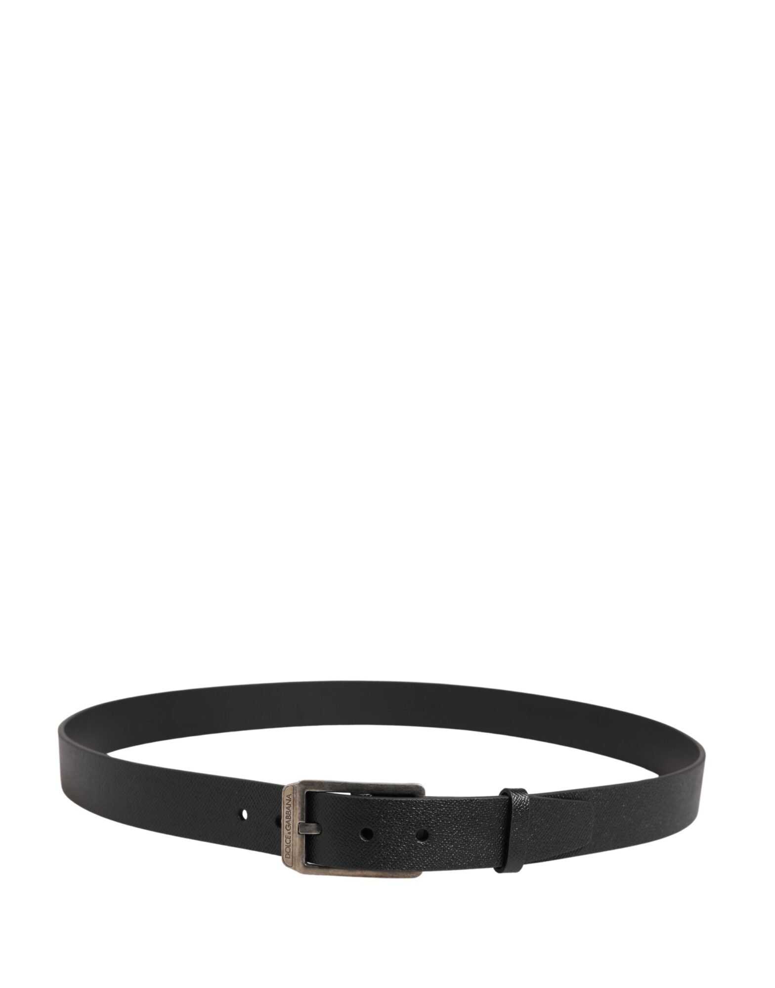 Dolce & Gabbana - Black Calf Leather Silver Metal Buckle Belt