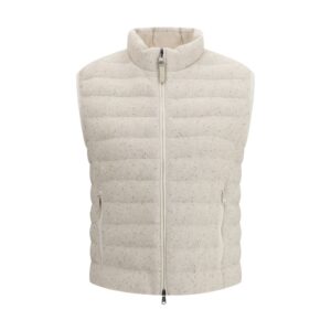 Beige Goose Down Sleveless Jacket