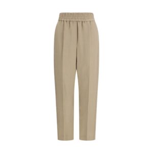 Beige Viscose Casual Pants