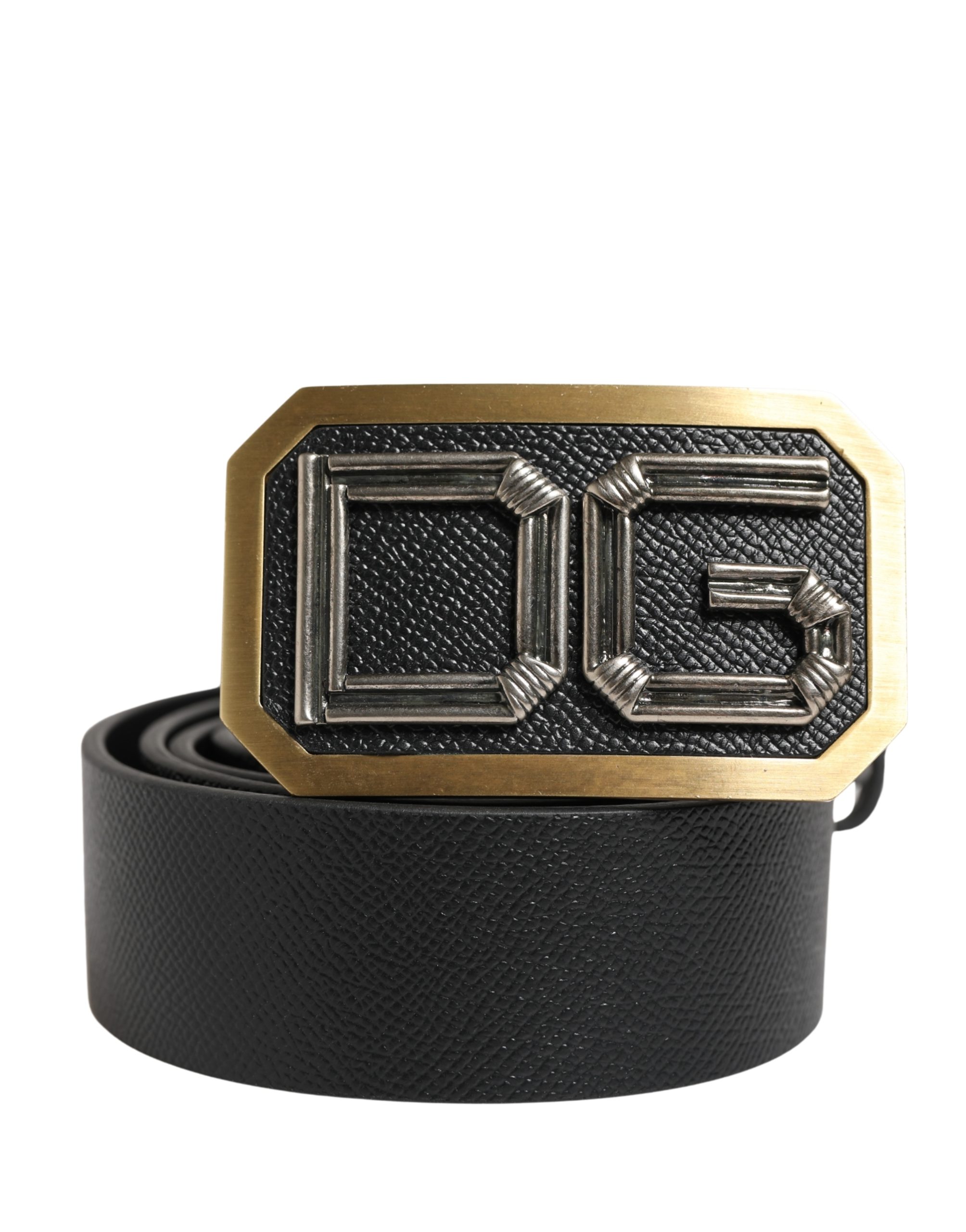 Dolce & Gabbana - Men Black Leather DG Logo Metal Buckle Belt