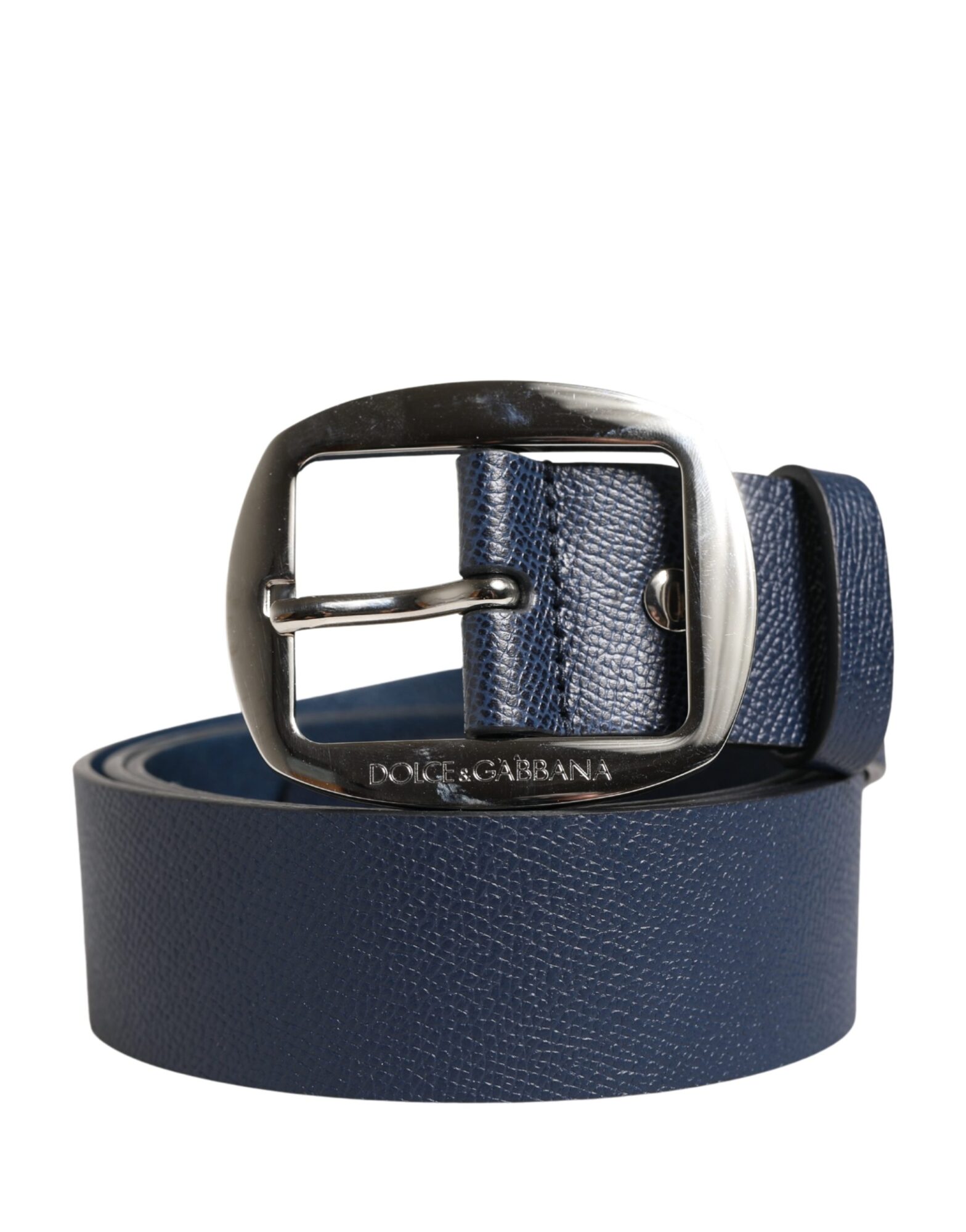 Dolce & Gabbana - Men Blue Classic Leather Metal Buckle Belt