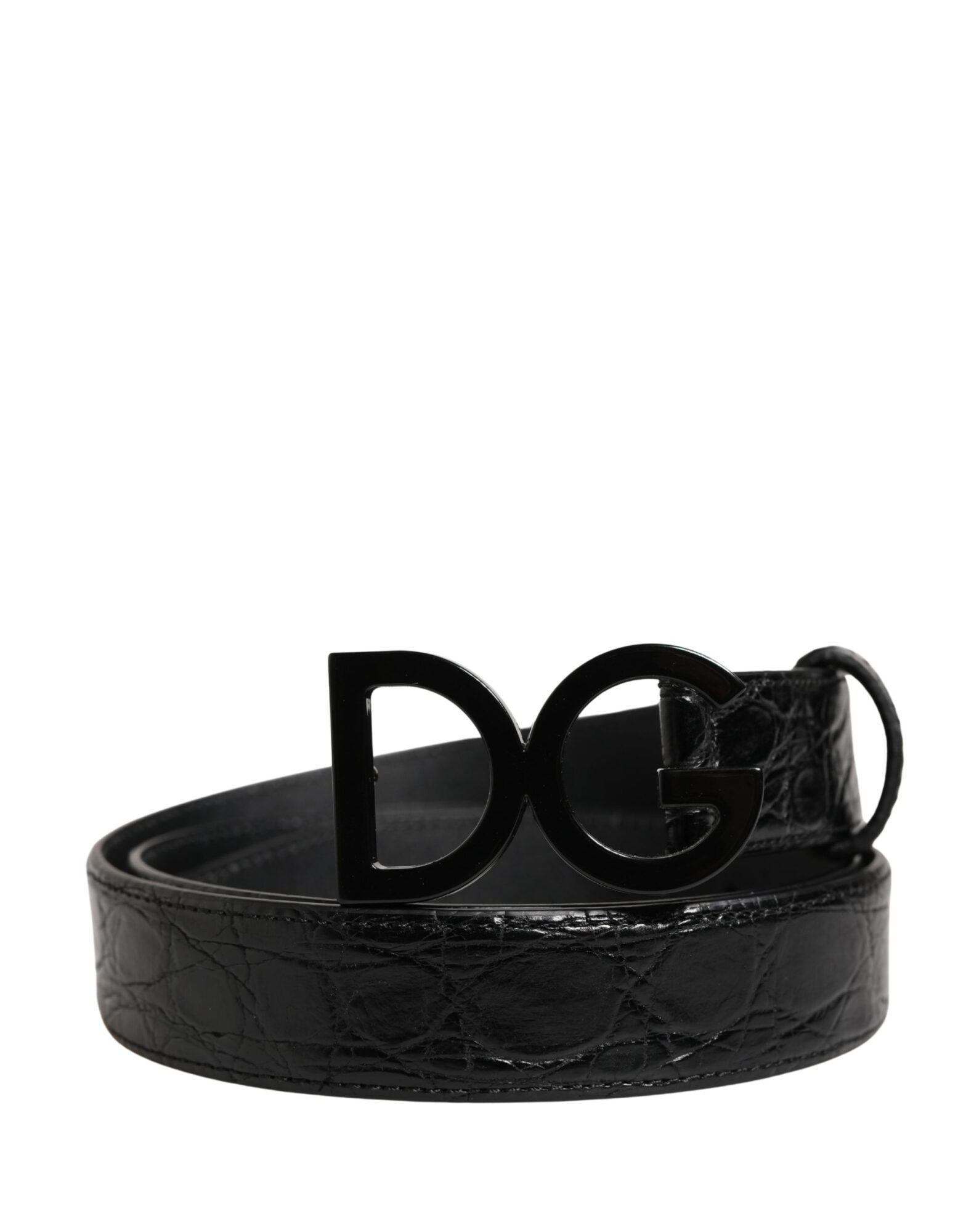Dolce & Gabbana - Men Black Exotic Leather Logo Buckle Belt