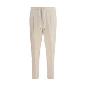 Beige Linen Casual Pants