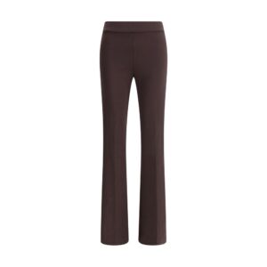 Brown Elastane Flared Pants