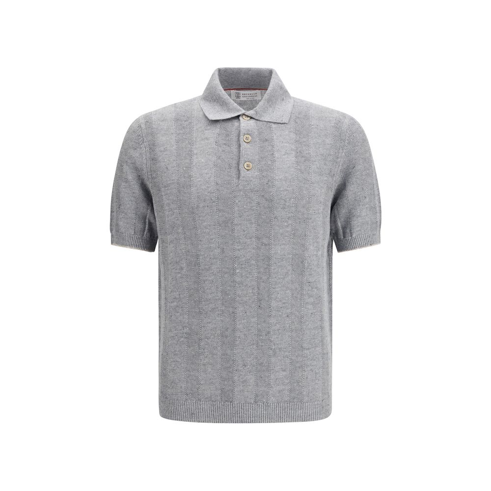Brunello Cucinelli - Gray Linen Polo Shirt