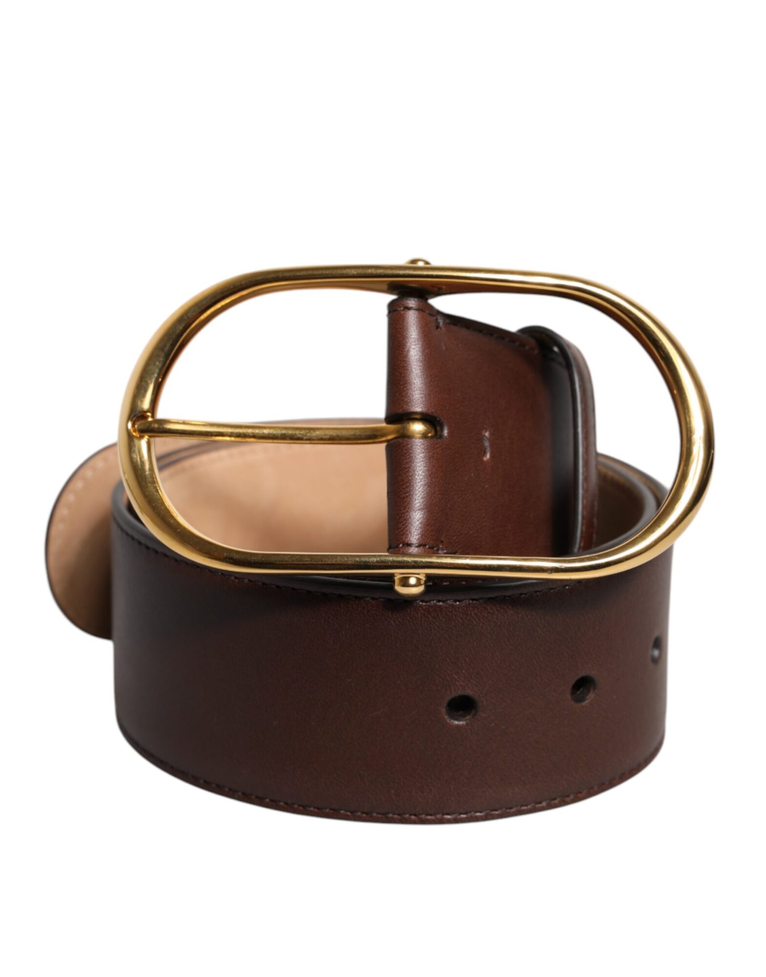 Dolce & Gabbana - Brown Leather Classic Metal Oval Buckle Belt